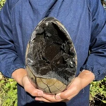 1件天然龟背石玛瑙龙蛋摆件 | 天然矿物展示品,适合家居装饰和收藏礼品,造型独特,呈龙蛋状 - 黑色 - 查看 2