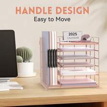 5-Tier Desk Organizer With File Holder, Letter Tray Paper Organizer - RG - View 4