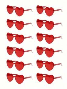 1pcs Heart Shaped Party Glasses, Colorful Candy Heart Rimless Glasses, Festival Accessories, Unisex Heart Photo Booth Glasses, Mother's Day, Graduation, Party, Valentine's Day, Wedding - Red + Pink - View 1