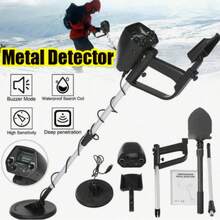 1pc Professional Deep Penetration Metal Detector, Black Waterproof Underground Treasure Seeker With LCD Display, Adjustable For Beach, Yard & Underwater Use, High Sensitivity Detector With Shovel Kit For Gold, Coins & Relic Hunting - 黑色 - 查看 1
