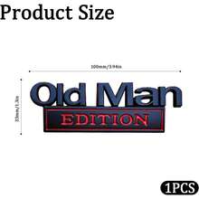 Emblema de coche metálico 3D edición hombre mayor - Emblema de aleación de zinc resistente con adhesivo 3M, calcomanía impermeable para guardabarros y portón trasero para automóviles, camiones, SUV y vehículos todoterreno - 1 pieza rojo y negro - Ver 2