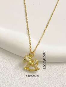 1pc Fashionable & Elegant Pendant Necklace, Suitable For Women's Daily Wear - Gold - View 11