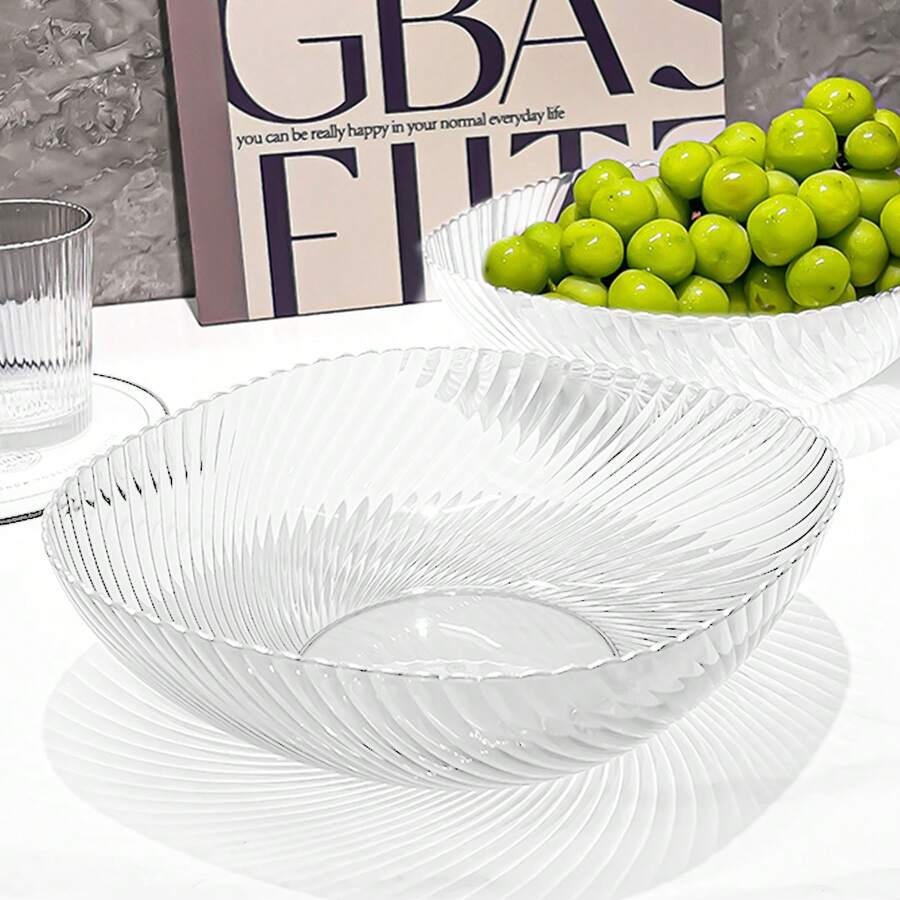 Large Transparent Countertop Fruit Bowl: Elegant White Dish For Serving Sweets, Fruit And Household Use. - Clear - View 1
