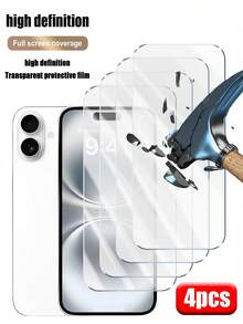 4pcs Full Screen Tempered Glass Screen Protector, Edge-To-Edge Coverage, Fingerprint-Proof, Waterproof, Scratch-Resistant, High Sensitivity Touch, 9H Hardness Anti-Shatter, Compatible With IPhone 17Pro Max/17 17Pro/17 Air/16 Pro Max/16/16 Pro/16 Plus/15 Pro Max/15/15 Pro/15 Plus/14 Pro Max/14/14 Pro/14 Plus /13 Pro Max/13/13 Pro/12/12 Pro/12 Pro Max/11/11 Pro Max Full Series - Clear - View 41