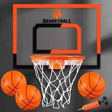 Tablero de Basquetbol para Niños, Mini Canasta de Baloncesto de Pared Interior, Aro Reforzado y 3 Mini Balón, Canasta Básquetbol para Puerta y Pared, Regalo Juguetes Deportivos - Negro Naranja - Ver 3