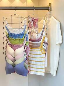 1个不锈钢折叠式晾衣架，内衣悬挂收纳架，8/4层金属文胸挂钩，多层加厚无缝吊带背心衣架 - 彩色 - 查看 8