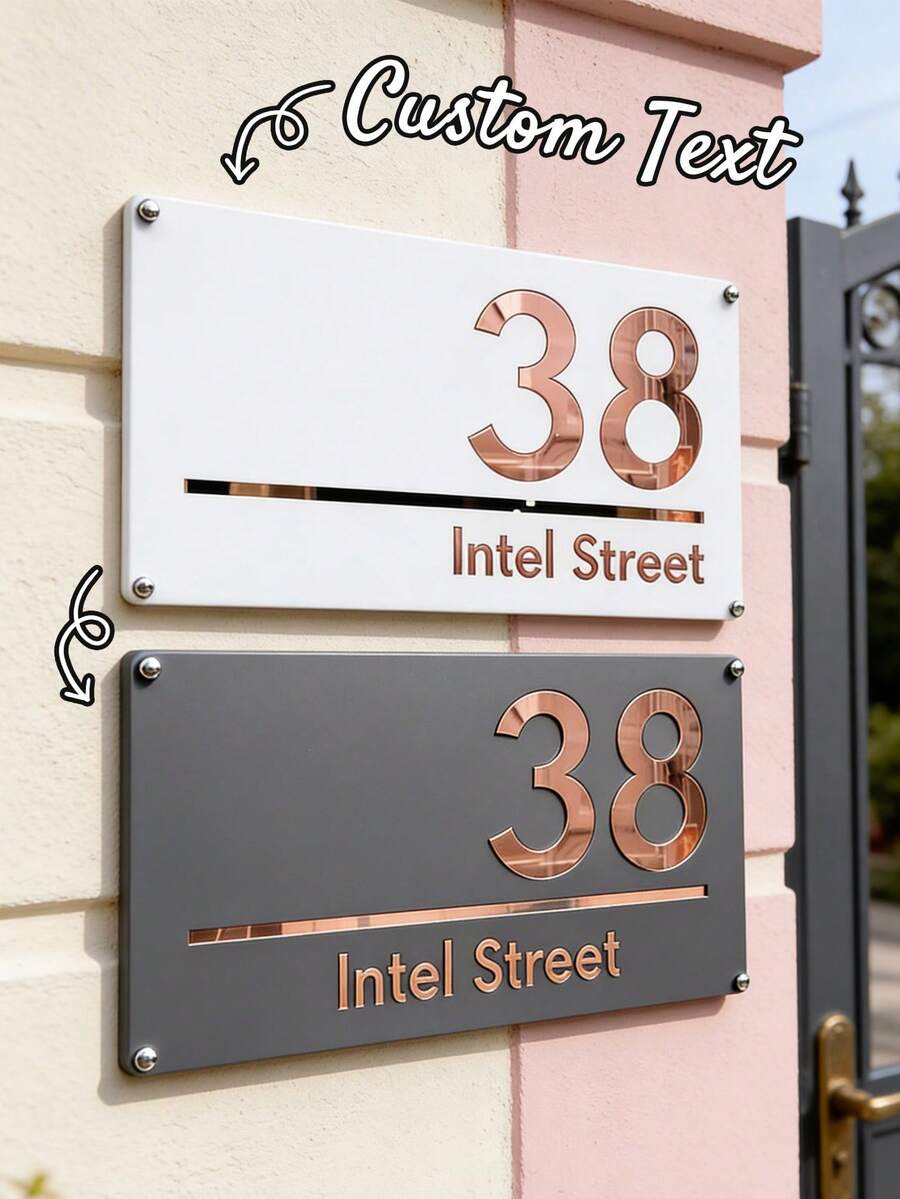 Personalized Laser Engraved Acrylic House Number Plaque - Customizable With Your Name And Address, Minimalist Design, Suitable For Indoor And Outdoor Use. Made Of Acrylic With High-Quality Engraving, Perfect For Yards, Villas, Streets Or Communities. Outdoor Signage | Modern House Number Plate | Acrylic Identification, House Number, Outdoor Home Signage