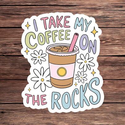 ملصق "قهوة على الصخور"، ملصق لابتوب لقهوة مثلجة جميلة، ملصق فينيل مضحك، هدية لعشاق القهوة، ملصق زجاجة مياه مقاوم للماء قابل للتقشير واللصق، ملصق كوب قهوة مزخرف بالزهور، ملصق دفتر مدرسي جميل، هدية مثالية لمدمني القهوة، ملصق سيارة لمشروب جميل، اكسسوار لابتوب مضحك سهل التطبيق
