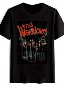 Casual Graphic T-Shirt - The Warriors Movie Print Black Short Sleeve Crew NeckPerfect For Summer Travel And Casual - 黑色 - 查看 1
