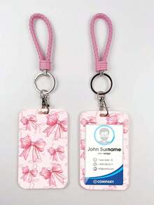 1pc ABS Iridescent Bowknot Pattern Fashion Personalized Cartoon Pull-Push Card Holder Keychain Bag Pendant, Student Wristband Card Holder, Ladies Wristband Card Holder, ID Bus Protection Case, Student Campus Card Protection Case - Rectangle - View 11