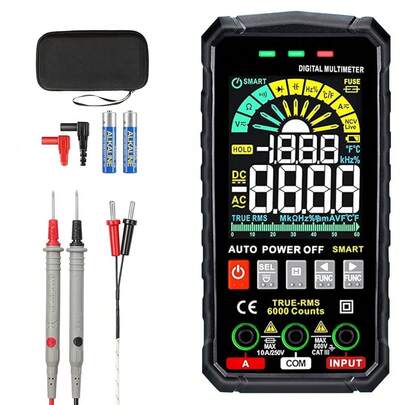 CRENOVA Smart Digital Multimeter With 6000 Counts - Intelligent TRMS Auto-Ranging Tester - LCD Color Display, Measures Alternating And Direct Voltage, Direct Current, Capacitance, Resistance, Continuity, Temperature, Frequency