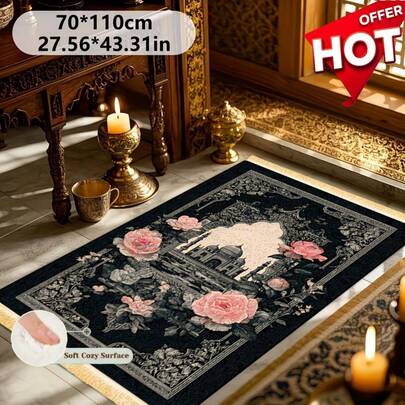 这款防滑可折叠地毯饰有流苏，是居家使用的理想之选。其多功能设计使其可灵活折叠，适用于室内外各种环境，尤其适合客厅或走廊。地毯可机洗，质地柔软舒适，经久耐用，并具有防滑功能。也适用于家庭礼拜场所。