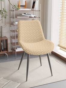 1件提花绒面弧形凹面座椅套，适用于客厅、卧室、餐厅，四季皆宜，现代简约风格 - 米色 - 查看 10