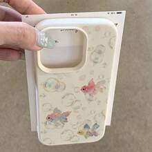 1个TPU材质梦幻泡泡治愈金鱼图案手机壳，适用于 17 Pro Max/17/16 Pro Max/15/13/12/11、S20 FE/A15/S24/A55、Redmi Note 11/12/13 Pro，全包防摔软壳保护套 - 白色 - 查看 3