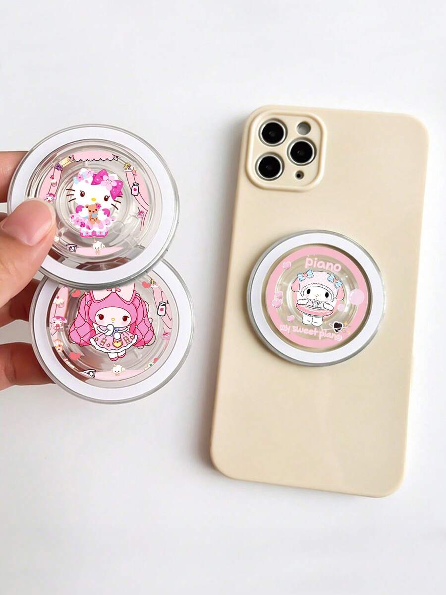 SANRIO Giá đỡ điện thoại từ tính Hello Kitty, có đệm khí mở rộng, có thể gập lại, kiểu dáng mềm mại, trong suốt. - Trong sáng - Xem 1