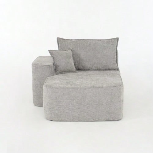 Chaiselongue Ohne Assembly – Bequemes & Weiches Sofa Inkl. Kissen, Mit Seitentaschen, Grau - Grey - View 1