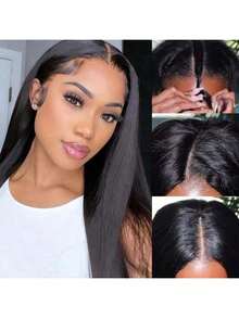 V Part Wigs Straight 28 30 Inch Brazilian Virgin Mixed Human Hair Wigs For Women Upgrade U Part Wigs Glueless Full Head Clip In Half Wig V Shape Wigs No Leave Out 180% Density Natural Color - Natural Black - 查看 5