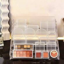 1pc Acrylic Makeup Organizer, Multi-Layer Display Storage Rack For Perfume, Skincare, Cosmetics, Sturdy Pyramid-Shaped Stand, Suitable For Living Room, Bathroom, Bedroom, Home Decor - Clear - View 5