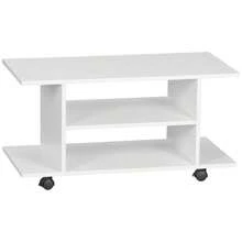Mobile TV Stand With Lockable Wheels, 80cm Modern Media Console With Open Shelves, Portable TV Cart For Living Room - White1 - View 2