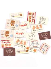 20pcs 18-53mm Random Mixed Pattern Bear/Cat/Dog/Flower/HONEY Labels For DIY Personalized Clothing/Hat/Backpack/Headwear/Doll Decoration Sewing Accessories - Multicolor - View 1