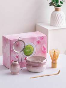 Japanese Matcha Tea Set, Includes Matcha Bowl With Spout, Bamboo Whisk, Spoon, Sifter And Stand. Lead-Free Material, Dishwasher . Ideal For Matcha Lovers, Christmas, Valentine's Day, Thanksgiving Gifts - Multicolor - View 2