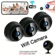 1pc Wireless Home Security Camera - Rechargeable Lithium-Polymer Battery, USB Powered, Wi-Fi Connection, Mobile APP Remote Control, Home Security Monitoring Device, Compact Nanny Cam, Suitable For Car, Portable Camera For Indoor And Outdoor Use, Pet Camera For Dogs, SD Card Not Included - Black - View 2