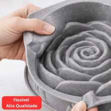 Forma de Silicone em Formato de Flor 24cm – Ideal para Bolo, Pudim, Terrina, Patês - Cinza Claro - Visão 7