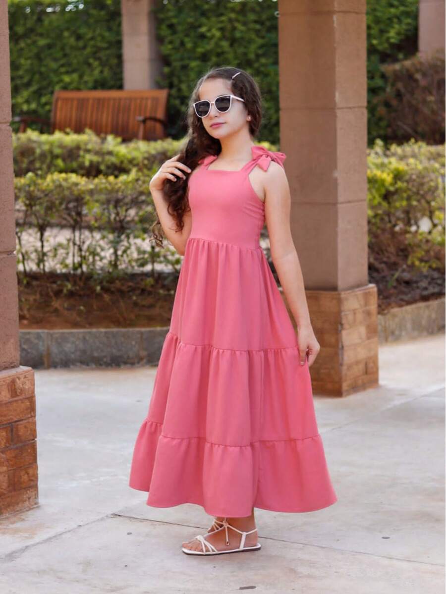 TRES MARIAS LONG STRAP DRESS FOR CHILDREN/ YOUTHS/ GIRLS - Rosa coral - Ver 1