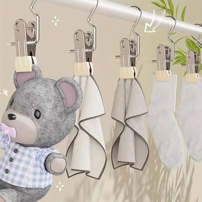 10 kẹp quần áo chống trượt bằng thép không gỉ có móc - Móc treo đa năng dùng để phơi quần, mũ, tất và váy, kẹp kim loại, thích hợp cho bán lẻ và sử dụng tại nhà, giá treo quần áo