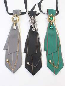 1pc Unisex Fashion Personality Casual Necktie, Bow Tie, Suit, Formal Tie. Chain Connected, Stylish Pendant, Suitable For Formal Occasions, School Uniform, Formal Wear Matching, Daily Use - Tie 5 - View 3