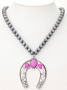 1件西部乡村风格仿珍珠CCB牛仔靴和绿松石吊坠项链 - 項鍊 - 查看 5