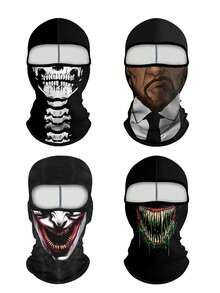 1pc/2pcs Unisex Autumn/Winter Elastic Moisture-Wicking Motorcycle Riding Balaclava Printed Face Mask, Suitable For Outdoor Activities, Parties, Cosplay - A - View 8