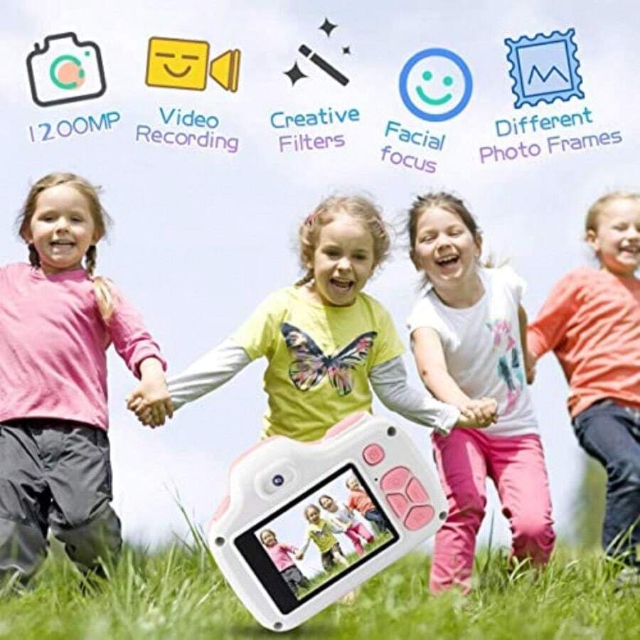 Joytrip - Cámara para s para niñas 12 MP selfies digitales 1080P HD Videocámara para s de 3 a 9 años a prueba de golpes mini cámaras de aprendizaje con flash tarjeta de memoria de 16 GB incluida (rosa) - Rosa/Diversión Rebelde. - Ver 1