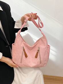 Large-Capacity Retro Casual Style Fashionable And Versatile Simple Bag, 2026 New Model Women's Crossbody Bag - Pink - View 5