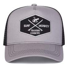 1pc Men's SURF MONKEY TBASQUE COUNTRY Monkey Letter Embroidery Trucker Hat, Casual Baseball Cap, Street Fashion, Suitable For Spring, Autumn, Travel, Beach Vacation - Multicolor - View 4