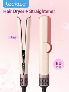Teckwe Hair Straightener And Hair Dryer, 2-In-1 Wet To Dry Styling In One Step, Built For Busy Lifestyles, High-Speed Airflow + Fast Heating+ Customizable Temperature + LCD Display-EU Plug - EU C Type Plug(220-240V) - View 1