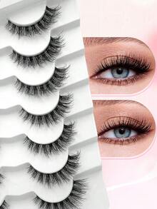 ENCHUW 7 Pairs Lashes With Clear Band Natural Look False Eyelashes Fluffy False Lashes Pack Wispy Eyelashes Curly Makeup Eyelashes For Daily Wear - Black - View 4