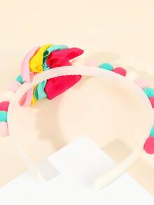 1 Stück Haarband mit Schleife in Bonbonfarben für Mädchen, Kuchen Pompon Haarband, süße Prinzessin Haarschmuck für Mädchen Geschenke, Party, Hochzeit, Frühling, Sommer - Verschiedenfarbig - Übersicht 6