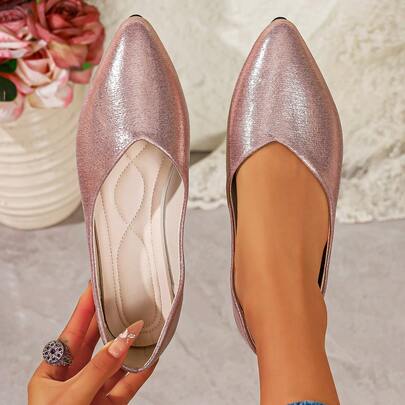 2026春夏新款浅尖头平底休闲乐福鞋，女士款，大码