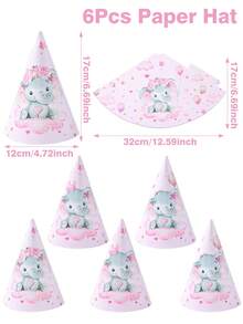 6pcs Pink Elephant Theme Baby Shower Party Paper Hats, Adorable Pink Elephant Pattern 1st Birthday Party Decorative Hats, Gender Reveal Party Accessories, 1st Birthday Gift, Pink Elephant Decor Birthday Hat, Baby Shower Photography Props, Baby Shower Party Favors, Gender Reveal Party Decorations, Popular Pink Elephant Pattern Design - Pink Elephant - View 11