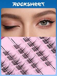 ROCK SWEET Cat-Eye Glueless False Eyelashes – Realistic Volume & Curl, Sectioned Design For A Defined, Fluttery Look - Black - View 1