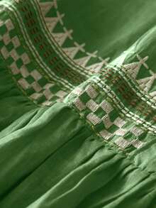 Đầm thêu cổ điển, đầm midi thêu tay 3/4 cổ tròn kiểu Hobo, đầm chữ A thêu thanh lịch dành cho nữ, đầm hè đơn giản phong cách vintage cho nữ, đầm mùa xuân thêu họa tiết Bohemian cho kỳ nghỉ. - màu xanh lá - Xem 3