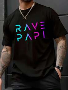 Rave Papi-EDM Festival Raver Daddy Fathers Groovy Cool T-Shirt - Men Relaxed Fit Clothing For All Seasons - màu đen - Xem 6