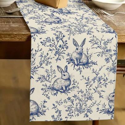 1pc Easter Bunny Pattern Table Runner, Easter Egg Pattern Home Decor Table Runner, Easter Home Decor, 1pc Table Runner, 4pcs Placemats, 1pc Pillow Cover, 3 Products Available, Home Decor Indoor/Outdoor Party Supplies, Room Decoration. Suitable For Easter Home Kitchen Decor And Event Party Decoration