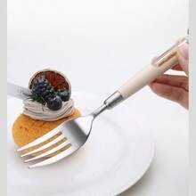 304 Stainless Steel Cartoon Raccoon Shaped Fork & Spoon With Plastic PP Handle, Children's Tableware, Household - Silver - View 6