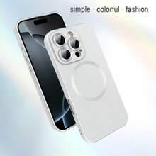 Hadaasi 1pc Silver Magnetic Protective Case, Luxury Metal Paint Matte Soft TPU Material Anti-Fall Anti-Scratch Protective Cover Compatible With Wireless Charging Compatible With Apple 17 Pro/17 Pro Max/Air/17/16 Pro/16 Pro Max/16 Plus/16/16E/SE4/15 Pro/15 Pro Max/15 Plus/15/14 Pro/14 Pro Max/14 Plus/14/13 Pro/13 Pro Max/13/12 Pro/12 Pro Max/12/11 Pro Max/11/11 Pro - Silver - View 6