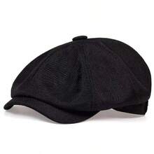 Men's Newsboy Cap, Men's Autumn Hat, Breathable Beanie, Men's Retro Beret, Artist Hat, Suitable For Studio - 黑色 - 查看 8