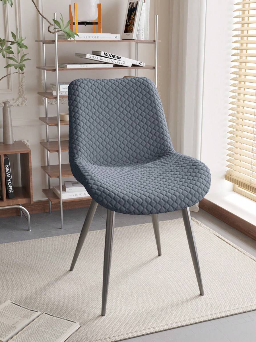 1 chiếc bọc ghế tựa lưng cong họa tiết jacquard hình thoi, thích hợp cho phòng khách, phòng ngủ, phòng ăn, mọi mùa, phong cách tối giản hiện đại. - màu xám vừa - Xem 1