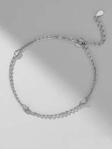 1 Peça Pulseira de Prata Esterlina S925 em Formato de Coração para Crianças, Projetada para Meninas, Hipoalergênica, com Pingente de Coração, Presente de Joias Perfeito para Bebês Meninas, Filhas e Amigas/Parentes Femininas, Adequado para Aniversário, Feriado - Amor - Visão 12