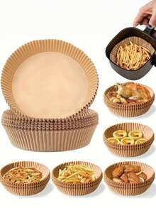 50pcs Non-Stick Air Fryer Liners - Round Parchment Paper Baking And Roasting Mats, Healthier Cooking, Easy Cleaning - Ideal For Home And Commercial Use - A - View 2
